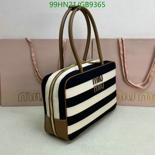 MM Beau Medium Stripes Black Top Handle Bag - MM0006 - Image 7