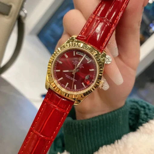 RL Day-Date 33 118139 Gold Burgundy Leather Strap Custom - RL0014 - Image 2