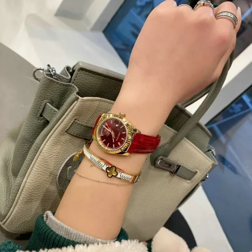 RL Day-Date 33 118139 Gold Burgundy Leather Strap Custom - RL0014 - Image 6