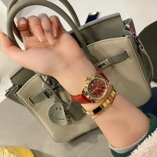 RL Day-Date 33 118139 Gold Burgundy Leather Strap Custom - RL0014 - Image 9