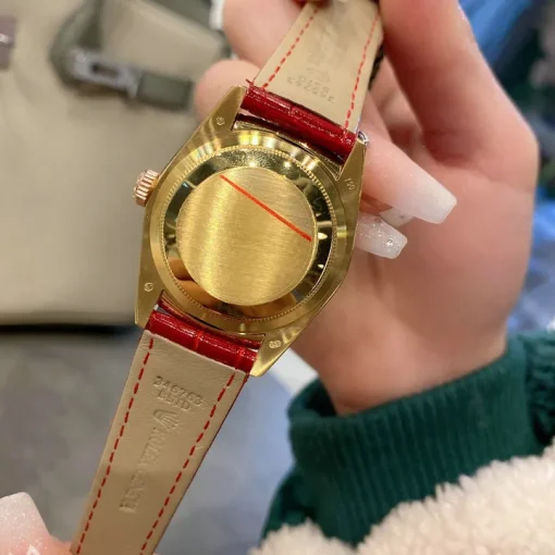 RL Day-Date 33 118139 Gold Burgundy Leather Strap Custom - RL0014 - Image 10
