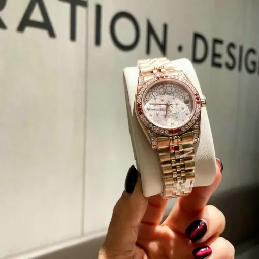 RL Datejust 31 278285RBR Everose Gold Deep Red Diamond 5-Leaf Custom - RL0021 - Image 2