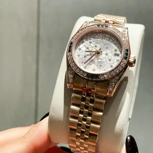 RL Datejust 31 278285RBR Everose Gold Dark Green Diamond 5-Leaf Custom - RL0022 - Image 2
