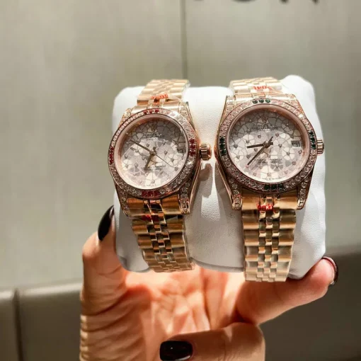 RL Datejust 31 278285RBR Everose Gold Dark Green Diamond 5-Leaf Custom - RL0022 - Image 6