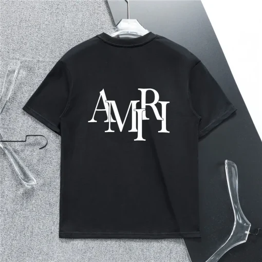 AM Staggered Logo T-shirt in Black - 279 - ami0000279 - Image 3