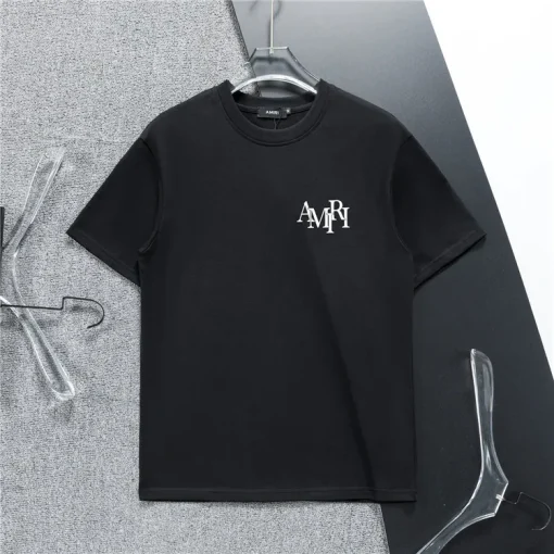 AM Staggered Logo T-shirt in Black - 279 - ami0000279 - Image 4