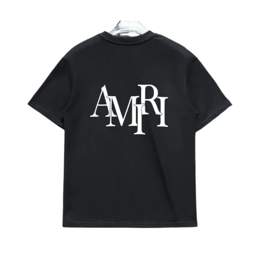 AM Staggered Logo T-shirt in Black - 279 - ami0000279 - Image 2