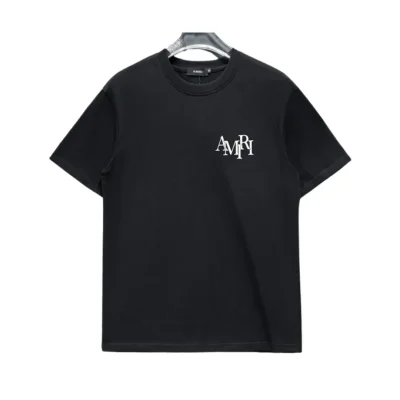 AM Staggered Logo T-shirt in Black - 279 - ami0000279 - M