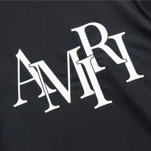 AM Staggered Logo T-shirt in Black - 279 - ami0000279 - Image 6