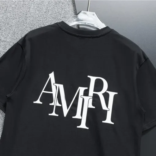 AM Staggered Logo T-shirt in Black - 279 - ami0000279 - Image 8