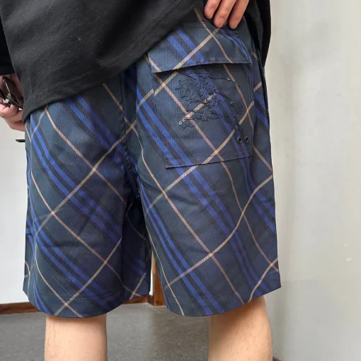 BUR Archive Check Knight Motif Shorts in Navy - 379 - bbr0000379 - Image 5