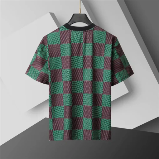 LOV Jacquard Damier T-Shirt in Green Brown - lov0000773 - Image 3