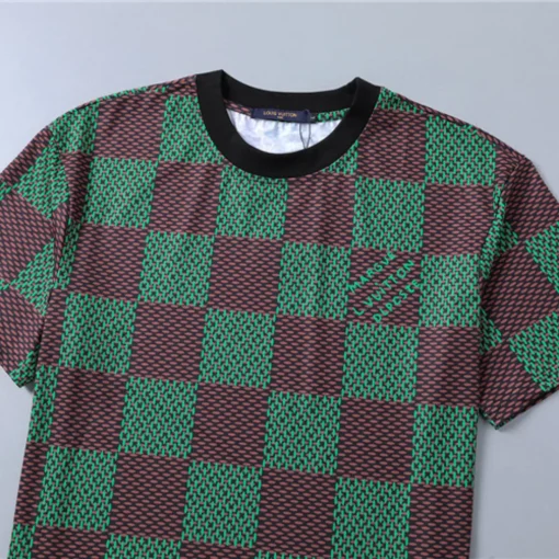 LOV Jacquard Damier T-Shirt in Green Brown - lov0000773 - Image 4