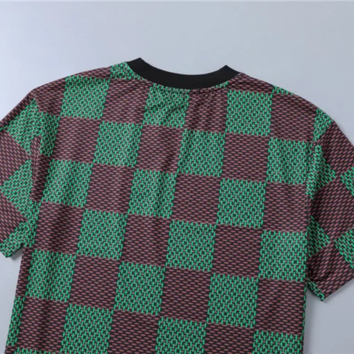 LOV Jacquard Damier T-Shirt in Green Brown - lov0000773 - Image 5