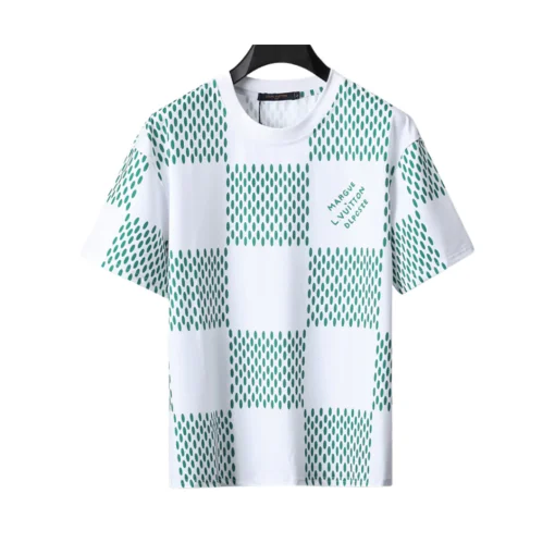 LOV Jacquard Damier T-Shirt in White Green - lov0000774