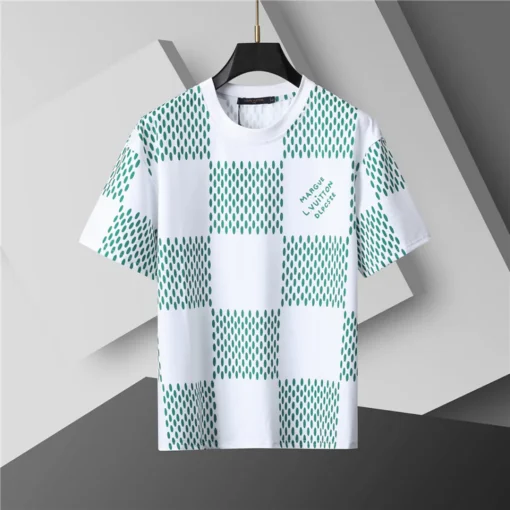 LOV Jacquard Damier T-Shirt in White Green - lov0000774 - Image 2