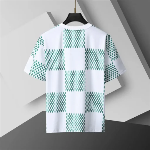 LOV Jacquard Damier T-Shirt in White Green - lov0000774 - Image 3