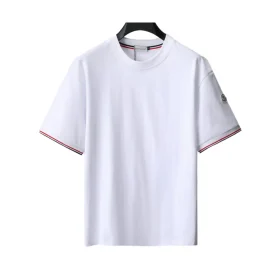 MC Tricolor Trimmed Cotton T-Shirt in White - 104 - mc0000104