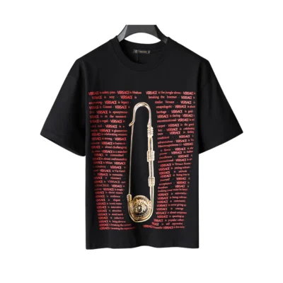 VS Medusa Safety Pin-print Cotton T-shirt in Black - vs0000087 - M