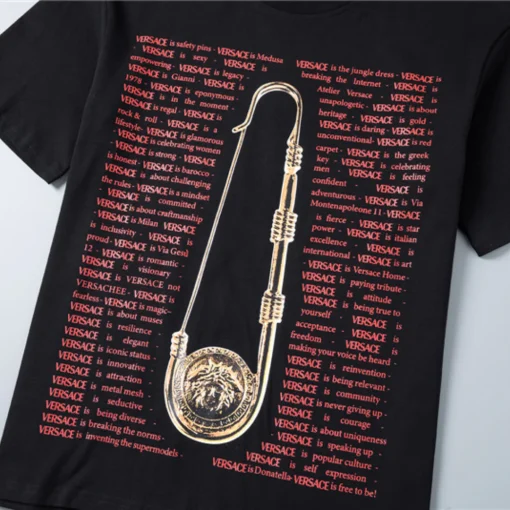 VS Medusa Safety Pin-print Cotton T-shirt in Black - vs0000087 - Image 7
