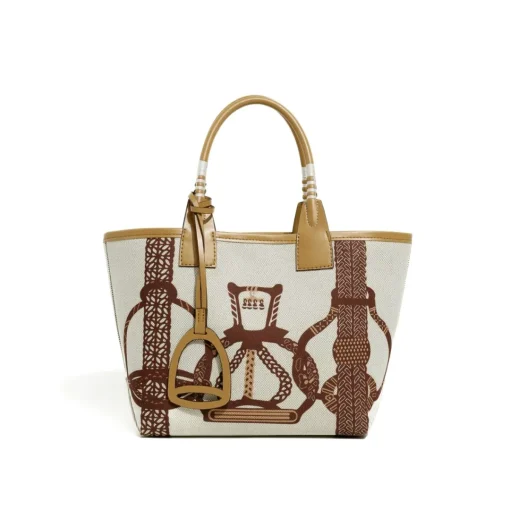 HM Steeple Printed Beige Brown Bag - HM0006