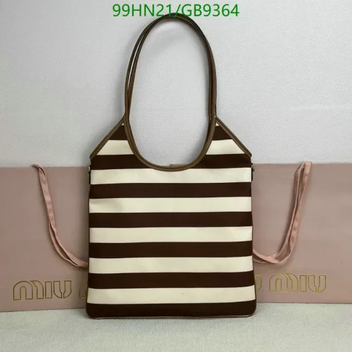 MM Ivy Striped Tote Bag in Brown - MM0012 - Image 3