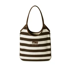 MM Ivy Striped Tote Bag in Brown - MM0012