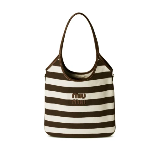 MM Ivy Striped Tote Bag in Brown - MM0012