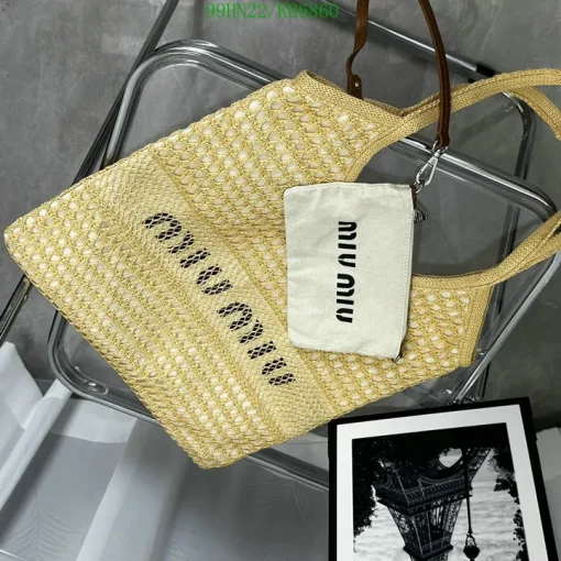 MM Ivy Raffia-Effect Linen Bag Natural - MM0014 - Image 8