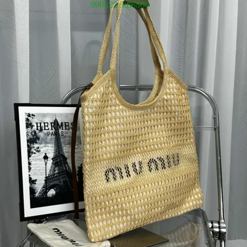 MM Ivy Raffia-Effect Linen Bag Natural - MM0014 - Image 9