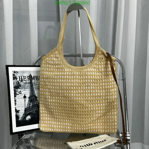 MM Ivy Raffia-Effect Linen Bag Natural - MM0014 - Image 3