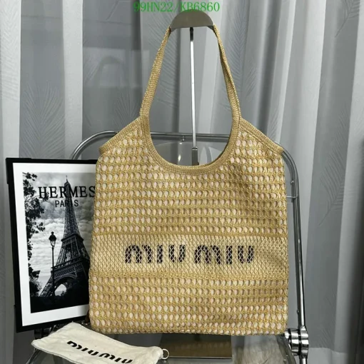 MM Ivy Raffia-Effect Linen Bag Natural - MM0014 - Image 2