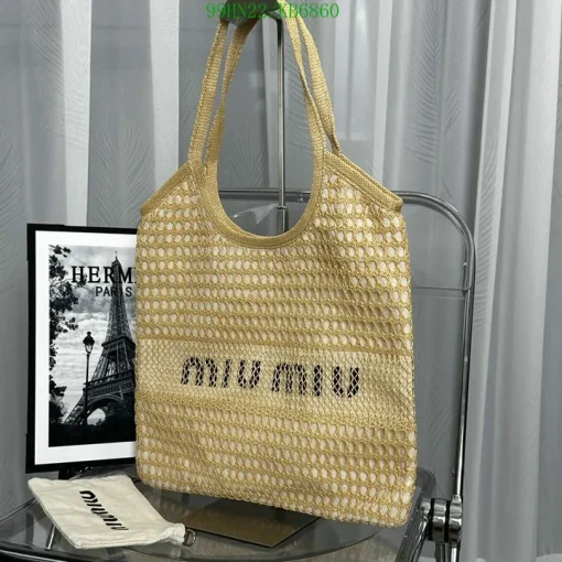 MM Ivy Raffia-Effect Linen Bag Natural - MM0014 - Image 4