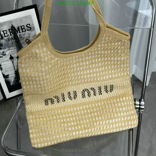 MM Ivy Raffia-Effect Linen Bag Natural - MM0014 - Image 11