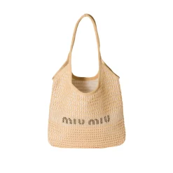 MM Ivy Raffia-Effect Linen Bag Natural - MM0014