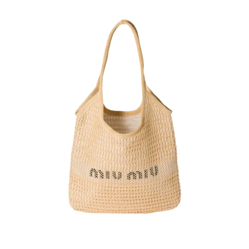 MM Ivy Raffia-Effect Linen Bag Natural - MM0014