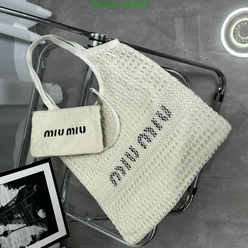 MM Ivy Raffia-Effect Linen Bag White/Beige - MM0015 - Image 7