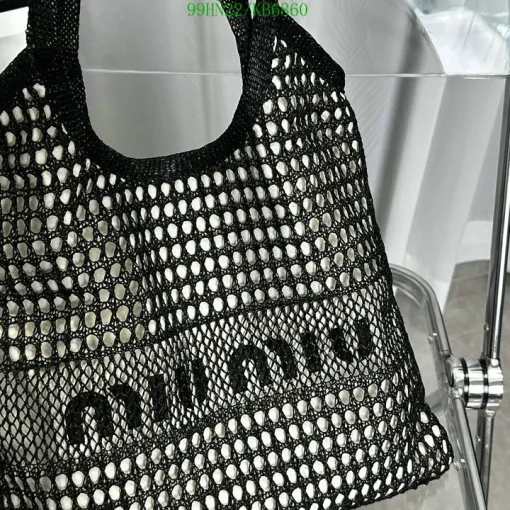 MM Ivy Raffia-Effect Linen Bag Black/Tan - MM0016 - Image 7
