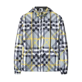 BUR Layered Check Gabardine Hooded Jacket - BUR0008