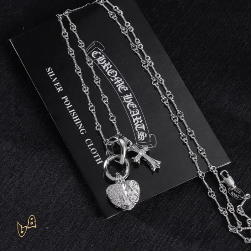 CH Heart And Cross Pendant Necklace - CH0022 - Image 5