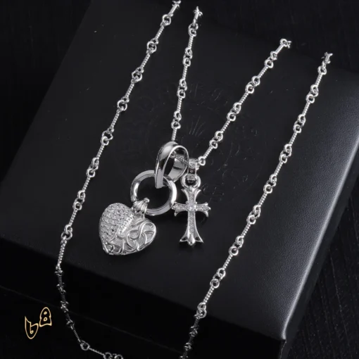 CH Heart And Cross Pendant Necklace - CH0022 - Image 2