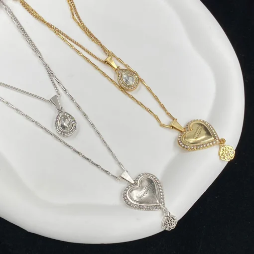 McQueen Long Double Wrap Heart Necklace - MC0003 - Image 4