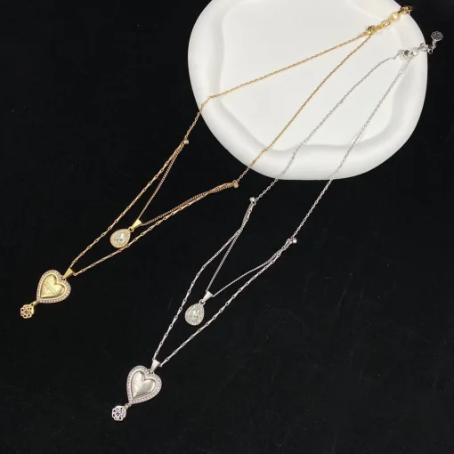 McQueen Long Double Wrap Heart Necklace - MC0003 - Image 5
