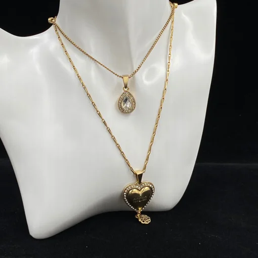 McQueen Long Double Wrap Heart Necklace - MC0003 - Image 2