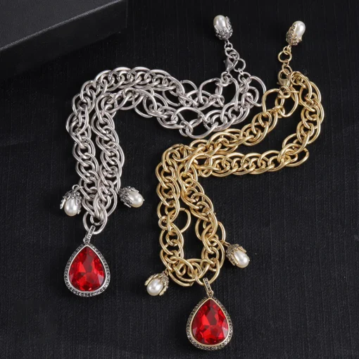 McQueen Red Teardrop Necklace - MC0011 - Image 4