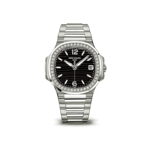 PP Nautilus 7010/1G Steel Black Dial Diamond Bezel Custom - PP0005