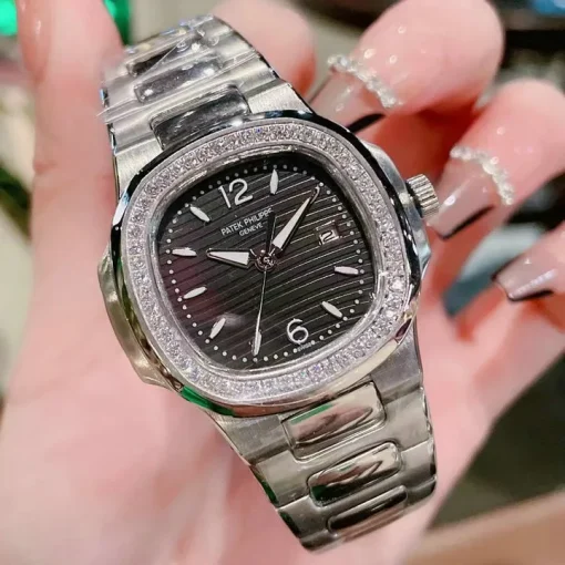 PP Nautilus 7010/1G Steel Black Dial Diamond Bezel Custom - PP0005 - Image 2