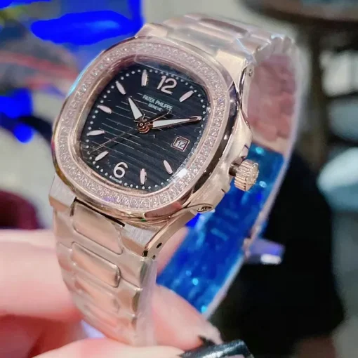 PP Nautilus 7010/1G Rose Gold Blue Navy Dial Diamond Bezel Custom - PP0006 - Image 4