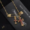 CH Cross & Heart Pin Pendant Necklace - CH0048