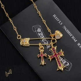 CH Cross & Heart Pin Pendant Necklace - CH0048